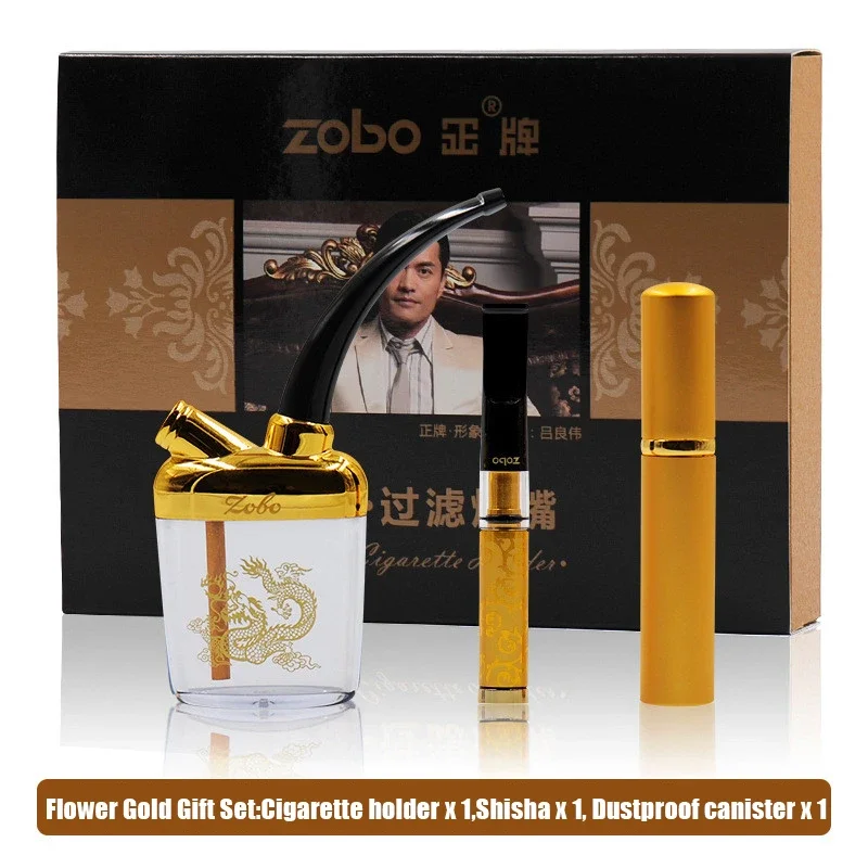 Dual Filter Cigarette Hold-held Smoke Gadget Cleanable Reusable Tar Filter Hookah Shisha Mouthpiece Metal Sleeve Dragon Carving