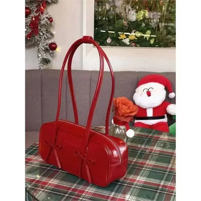 Bloom Hot Girls Bow Y2k Bags Purse Women High Street Pu Leather Casual Shoulder Bag Female Haruku Aesthetic Handbag 2025 New