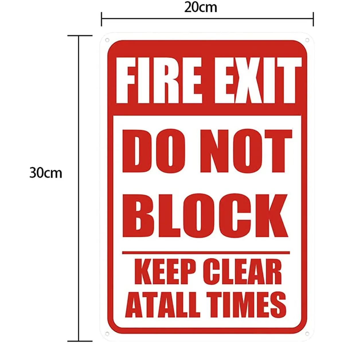 Fire Exit Sign, Do Not Block Door Signs, Keep Clear At All Times Sign, Rust Free Aluminum, Weather/Fade Resistant, Easy Mounting