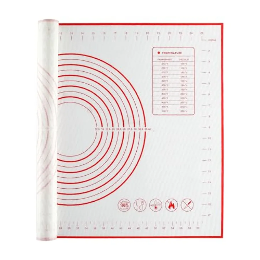 Silicone Baking Dough Pastry Mat, Large Bread Rolling Cookie kneading Baking Mats for Counter, Nonstick, Easy to Clean 27x20Inc