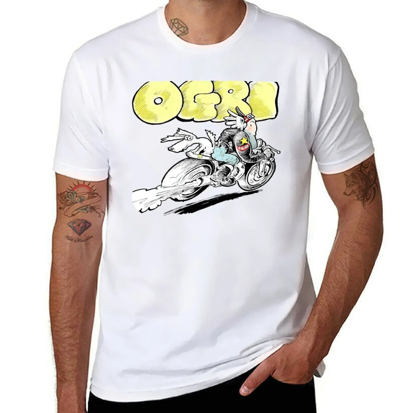 

Ogri & Kickstart Classic Comic Biker Pencil Sketch T-Shirt t shirts for man graphic vintage t shirt man plain T-Shirt