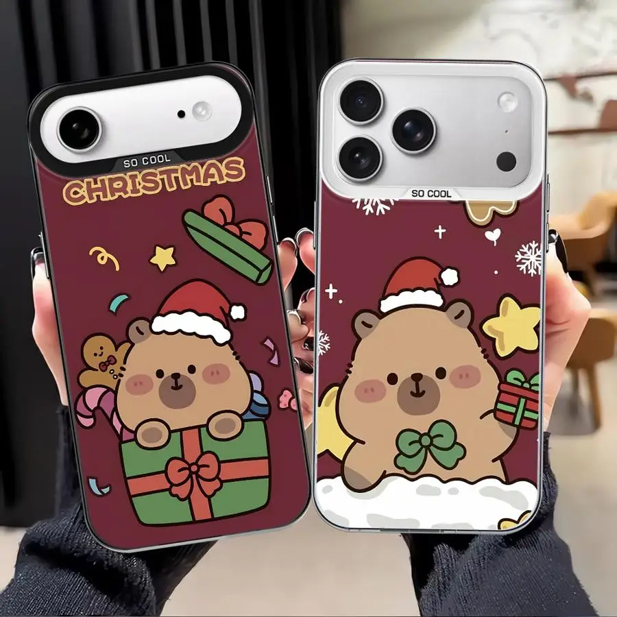 حافظة لهاتف آيفون 17Air 13 XS XR 15 Plus 11 12 14 16 17 Pro Max 16e عيد الميلاد كابيبارا كارتون