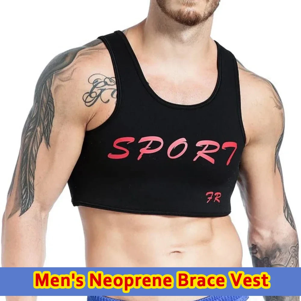 

Men Sexy Brace Vest Chest T-Shirts Support Strap Protective Gear Fitness Sports Injury Prevention and Recovery Athletic Support