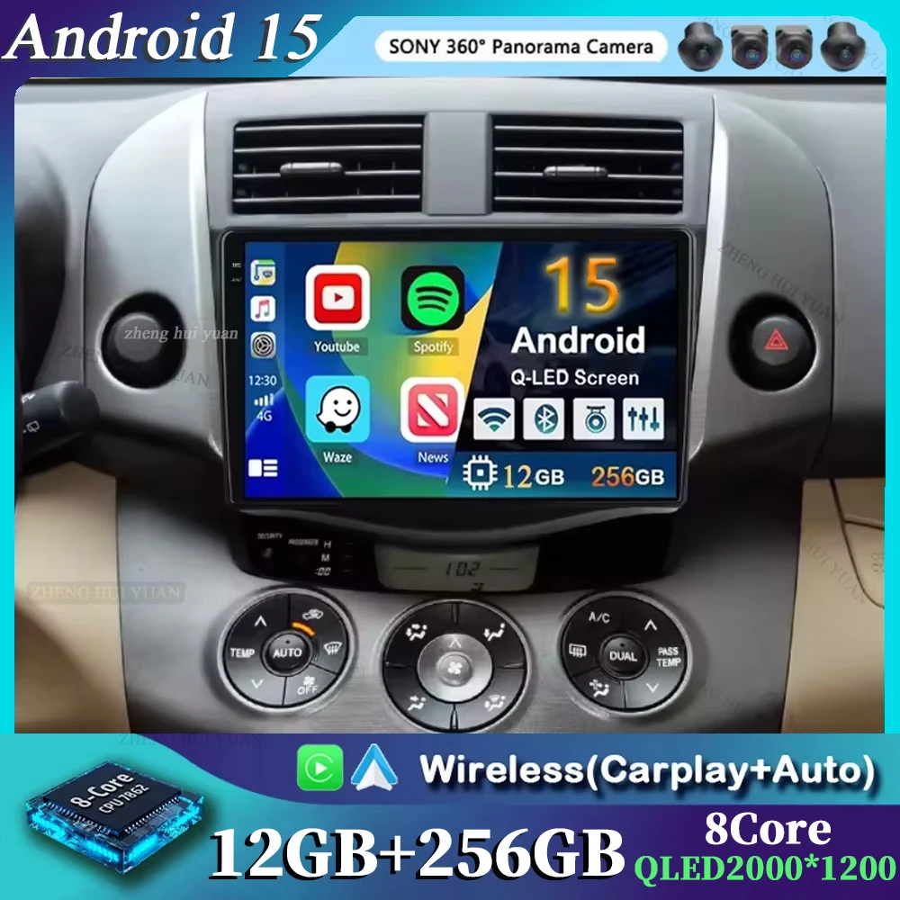 

For Toyota RAV4 Rav 4 XA30 2005-2013 Carplay Auto Android 15 Car Radio Multimedia Video Player Navigation No 2Din 2 Din WiFi DVD