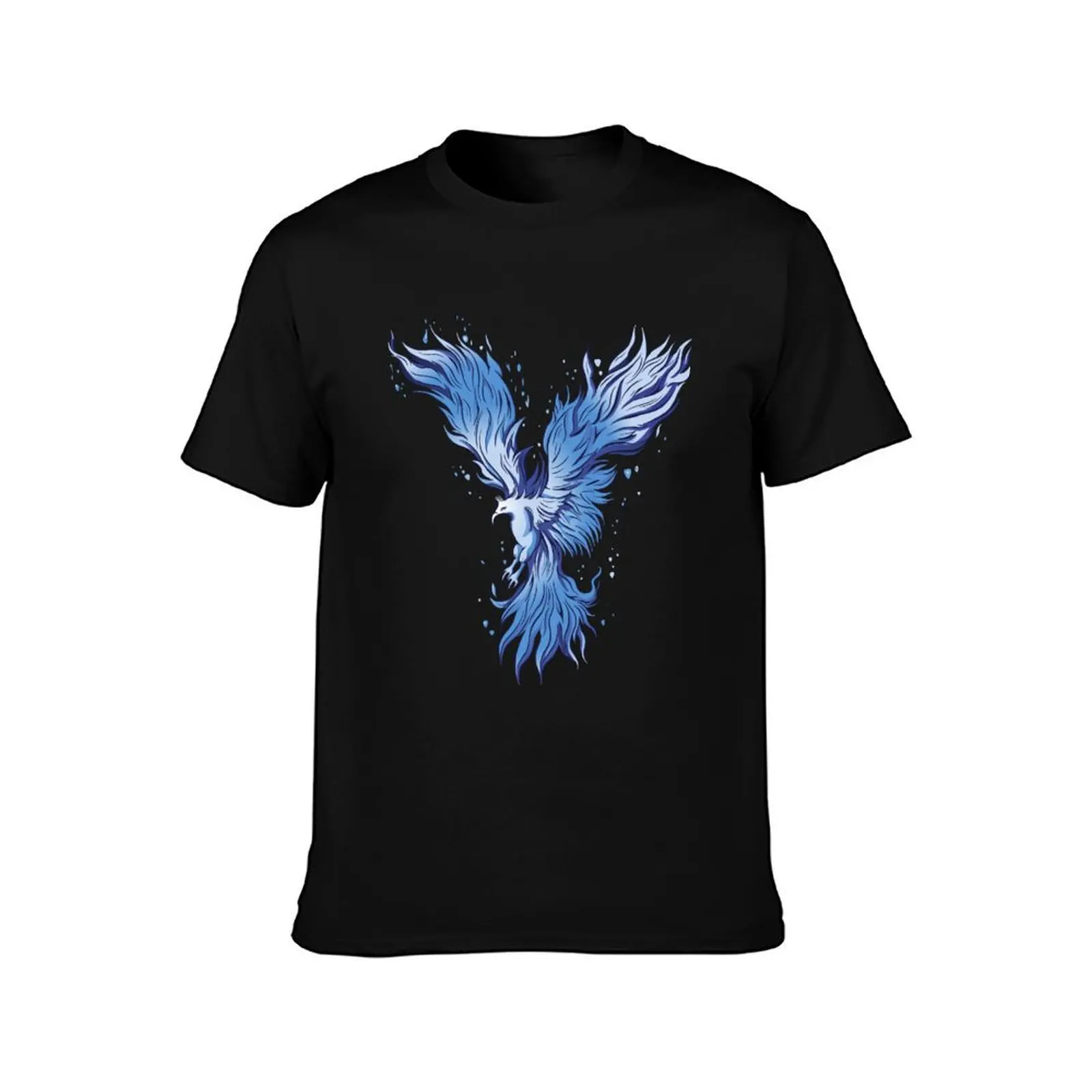Phoenix bird fire myth blue firebird symbol T-Shirt Stain Resistant Casual Tee T-Shirt