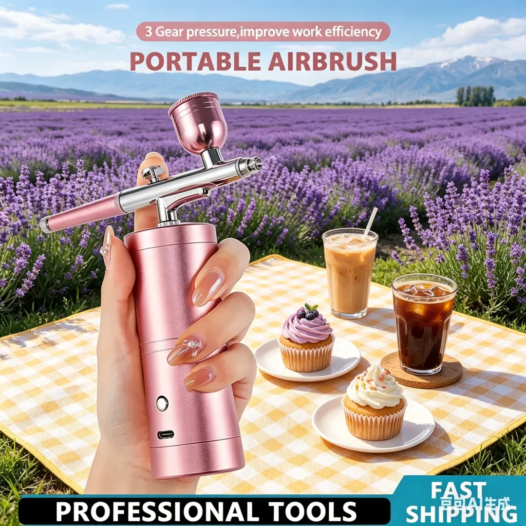 

Impeccable 0.3mm Pink Mini Air Compressor Kit Air-Brush Paint Spray Gun Airbrush For Nail Art Tattoo Craft Cake Nano Fog Mist