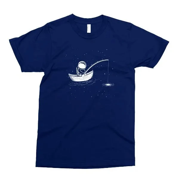 Best Selling Astronaut Fishing T Shirt, Printed on Soft Ringspun Cotton, Funny Space Tshirt, Milky Way Spaceman Tee, Mens Womens