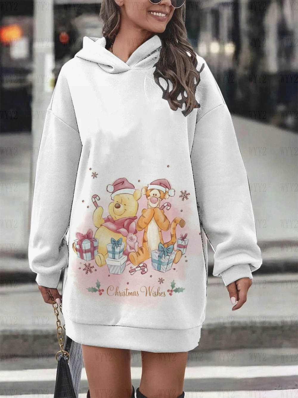 Disney Christmas Mickey Mouse Minnie Hoodie Dress Fashion Disney Sweatshirt Sweatshirt Dress Allover Printed Hoodie for Women