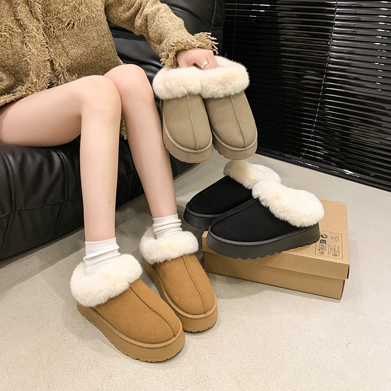 

Women Winter Fluffy Snow Boots Fur House Shoes for Women Platform Ankle Boots Female Comfortable Warm Shoes Zapatos De Mujer