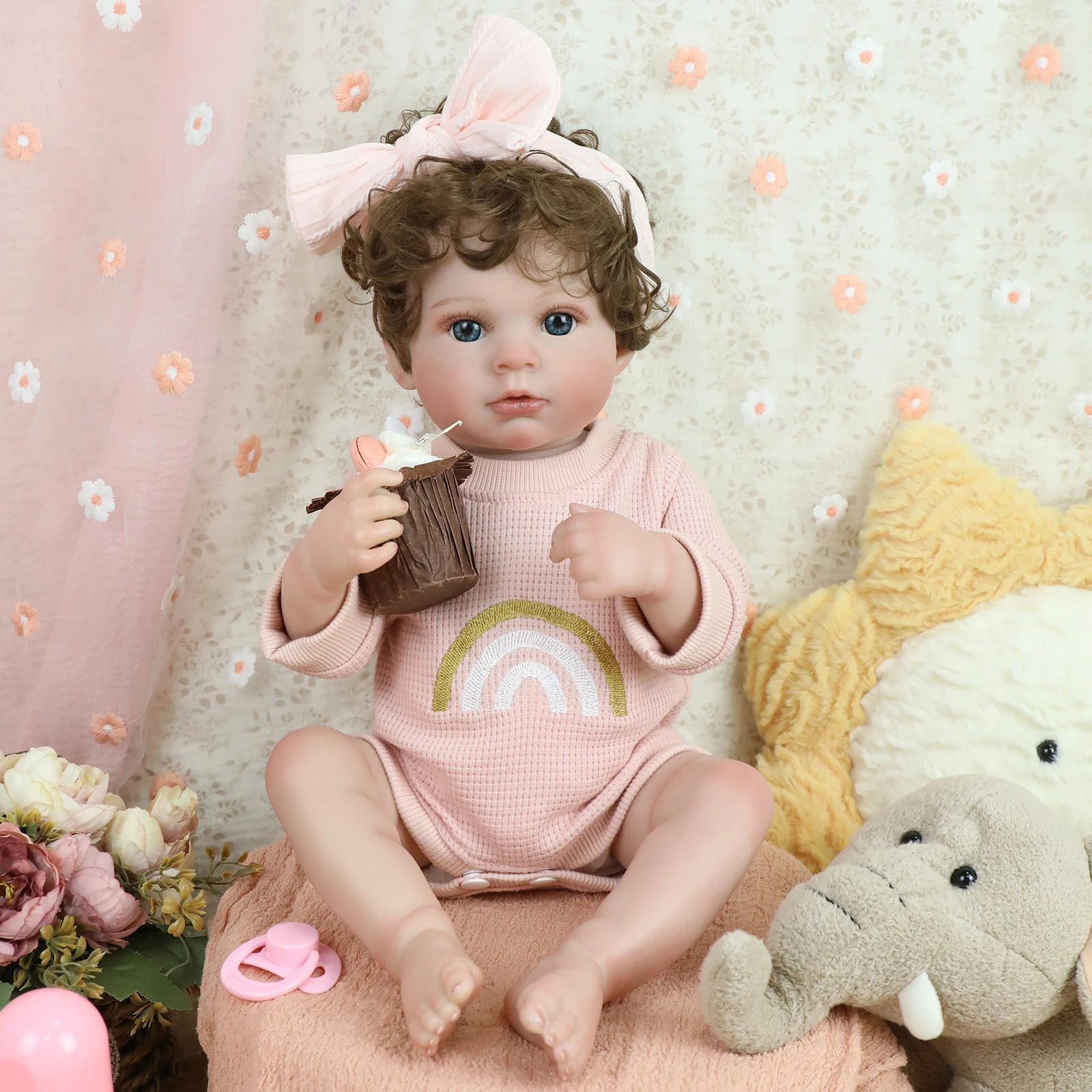 

50CM Full Body Vinyl Silicone Reborn Baby Dolls Girl Handmade Newborn Bebe Toy with 3D Visible Veins for Kids Christmas Gifts