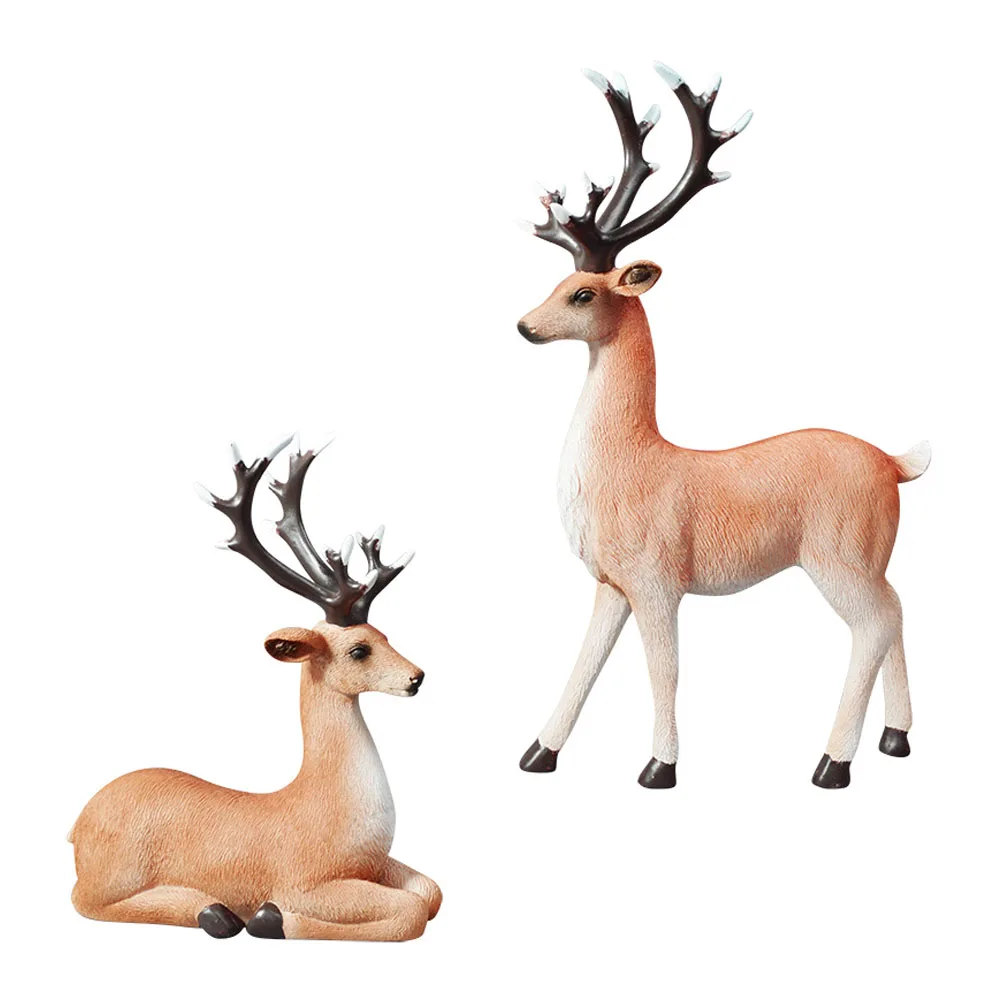 

1Pair Resin Elk Adornment Couple Home Decor Desktop Decoration for Living Room Bedroom Office Bar Hotel Tabletop Ornament