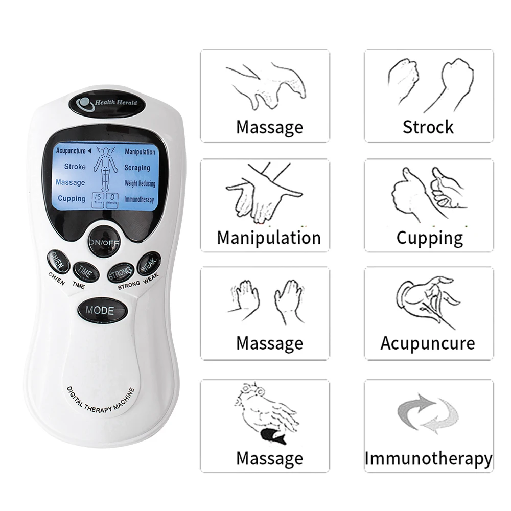 Instrumento de massagem elétrica, máquina tensa EMS, massageador de pulso, acupuntura, estimulador muscular elétrico para o corpo traseiro do pescoço