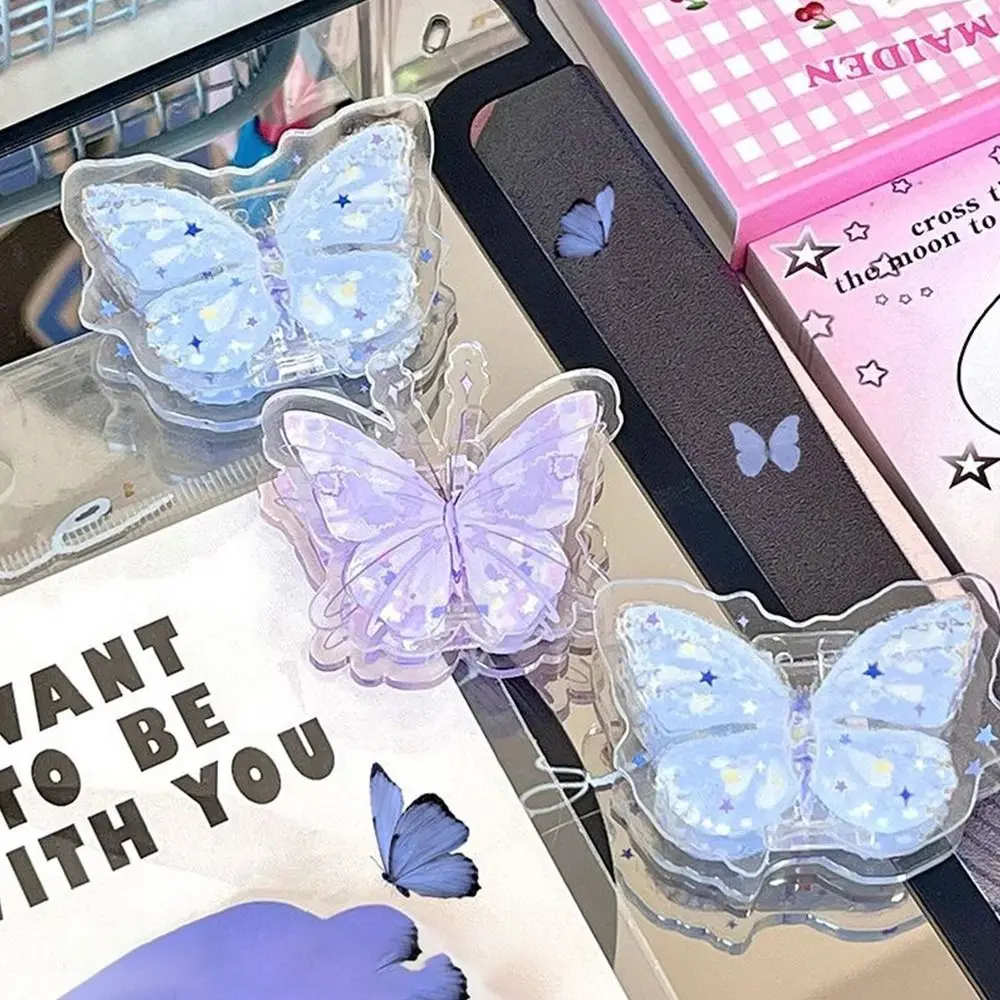 Squisito acrilico PP acrilico Clip di cancelleria Farfalla Test Paper Clip Ins Style Memo Holder