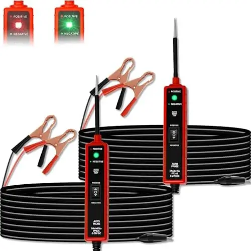 

2 шт. тестеры цепей постоянного тока 6В-24В, 12В тестовые лампы со светодиодом, зуммером, кабелем 13,5 футов, детектор полярности и короткого замыкания