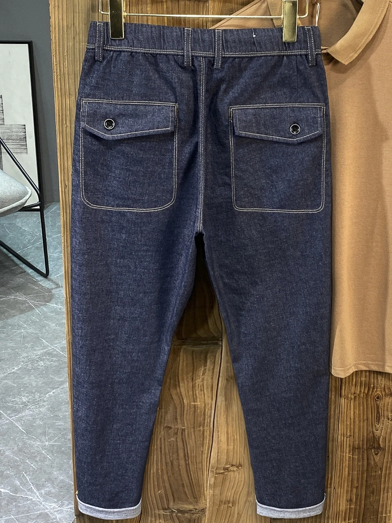 Ultra-Thin Men's Jeans Straight Loose Fit Summer Thin plus Size Elastic Trendy Cone-Shaped Pants Spring Autumn Cotton Blend