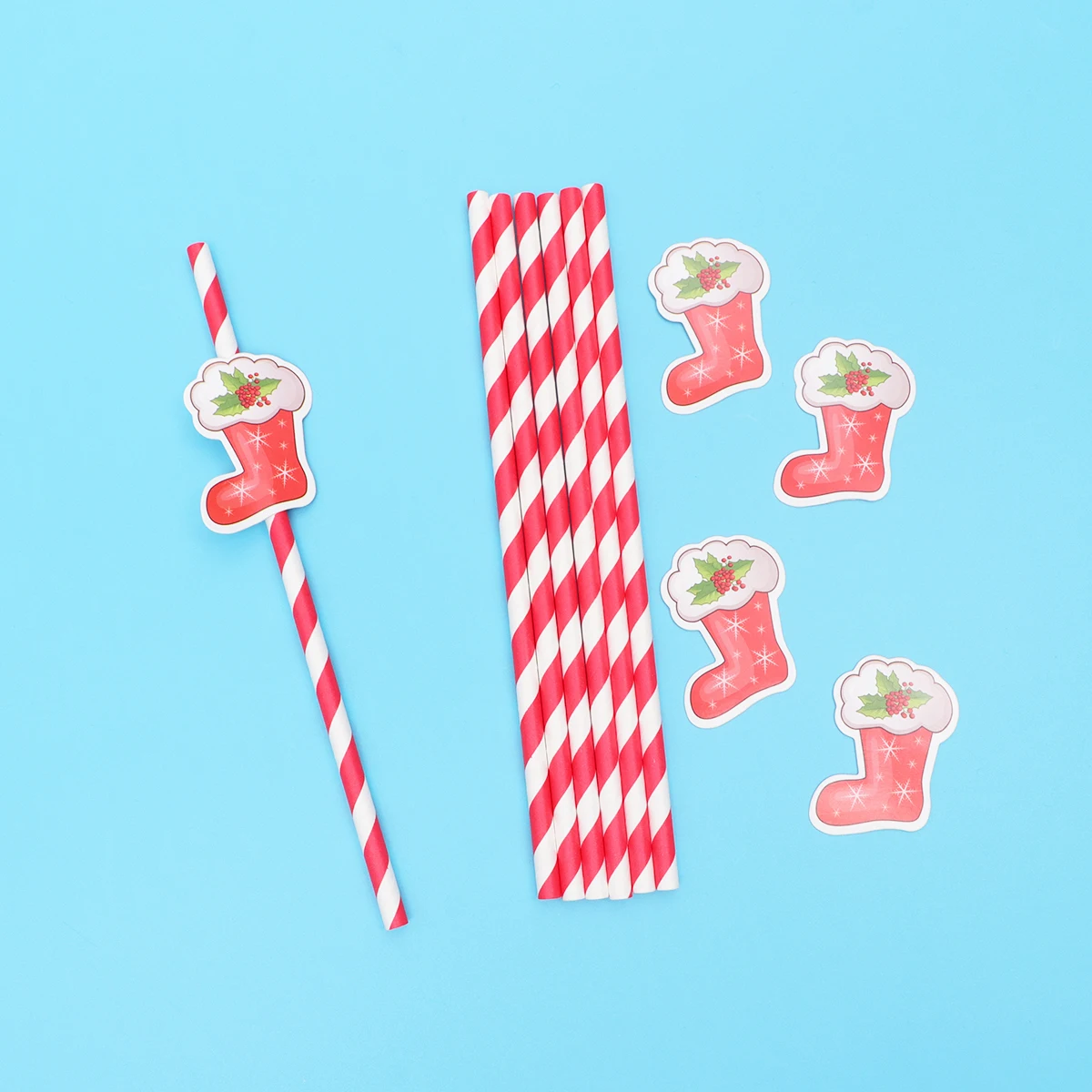 

30 Pcs Christmas Straw Set Lovely Design Straws Paper for Drinking Pastry Premium Material Cartoon