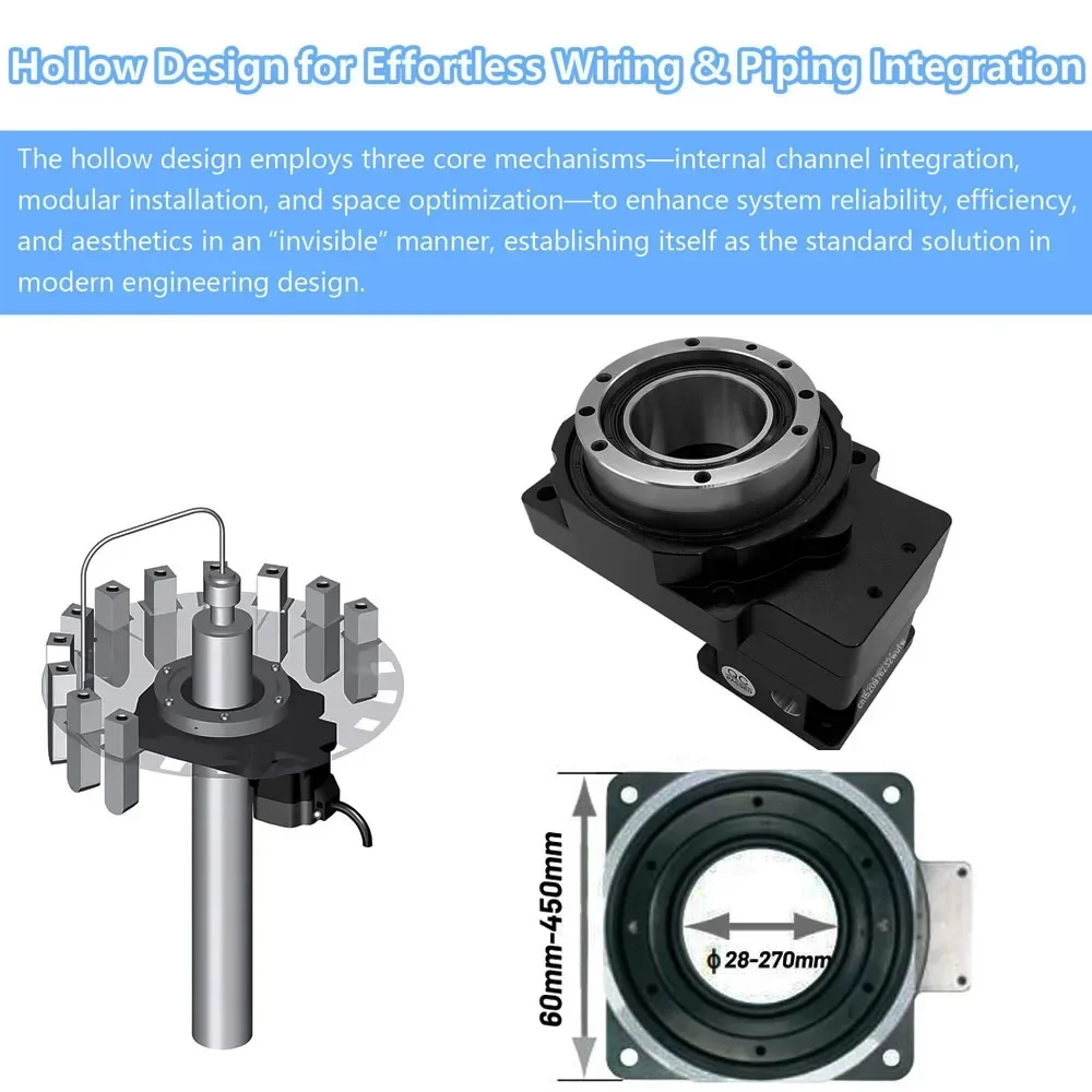 Hoogprecisie holle draaitafel 42/40/57/60~130mm stappenmotor servomotor rotatie-actuator voor lassen positionering draaistage