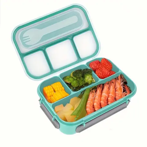 1PC 4 그리드 형식 도시락 상자 학생용 1300ML 도시락 상자 밀봉 누출 방지 및 청소가 쉬운 학생 도시락 상자