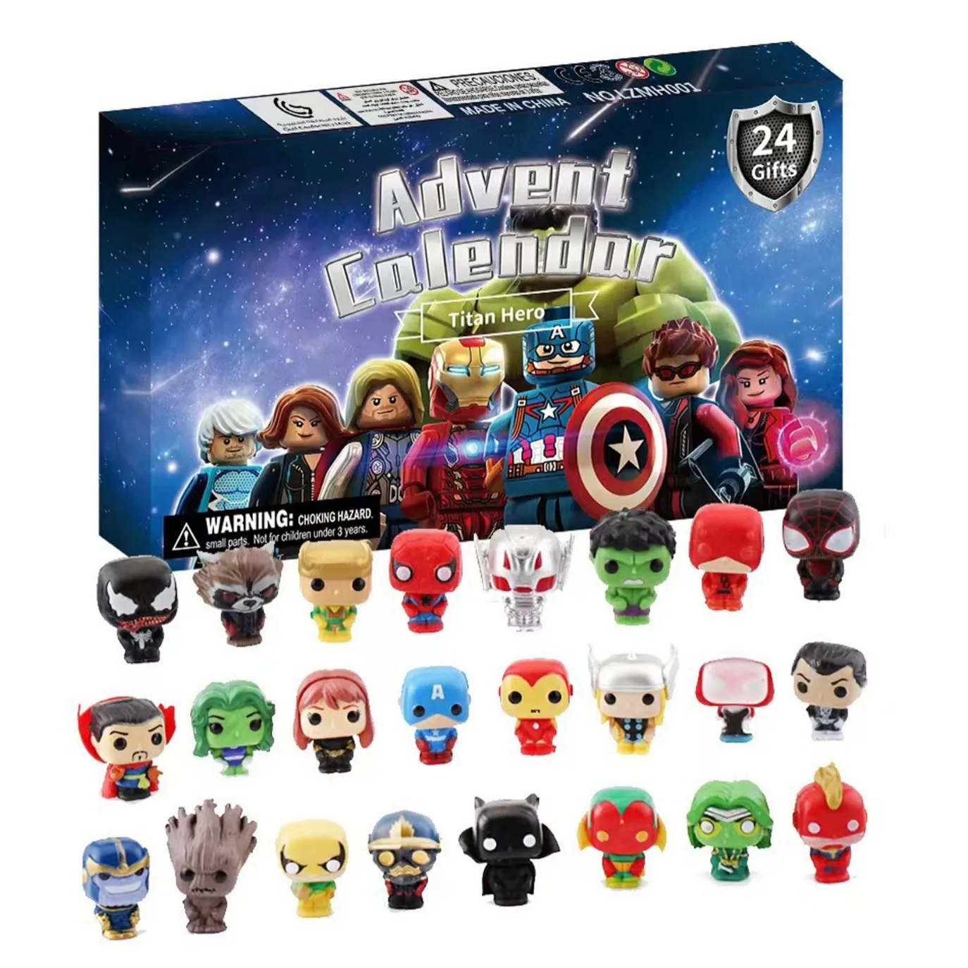 24pcs 2024 New Anime The Avengers Marvel Christmas Advent Calendar 24 Day Reward Countdown Blind Box Cute Toy Kid Xmas Gift