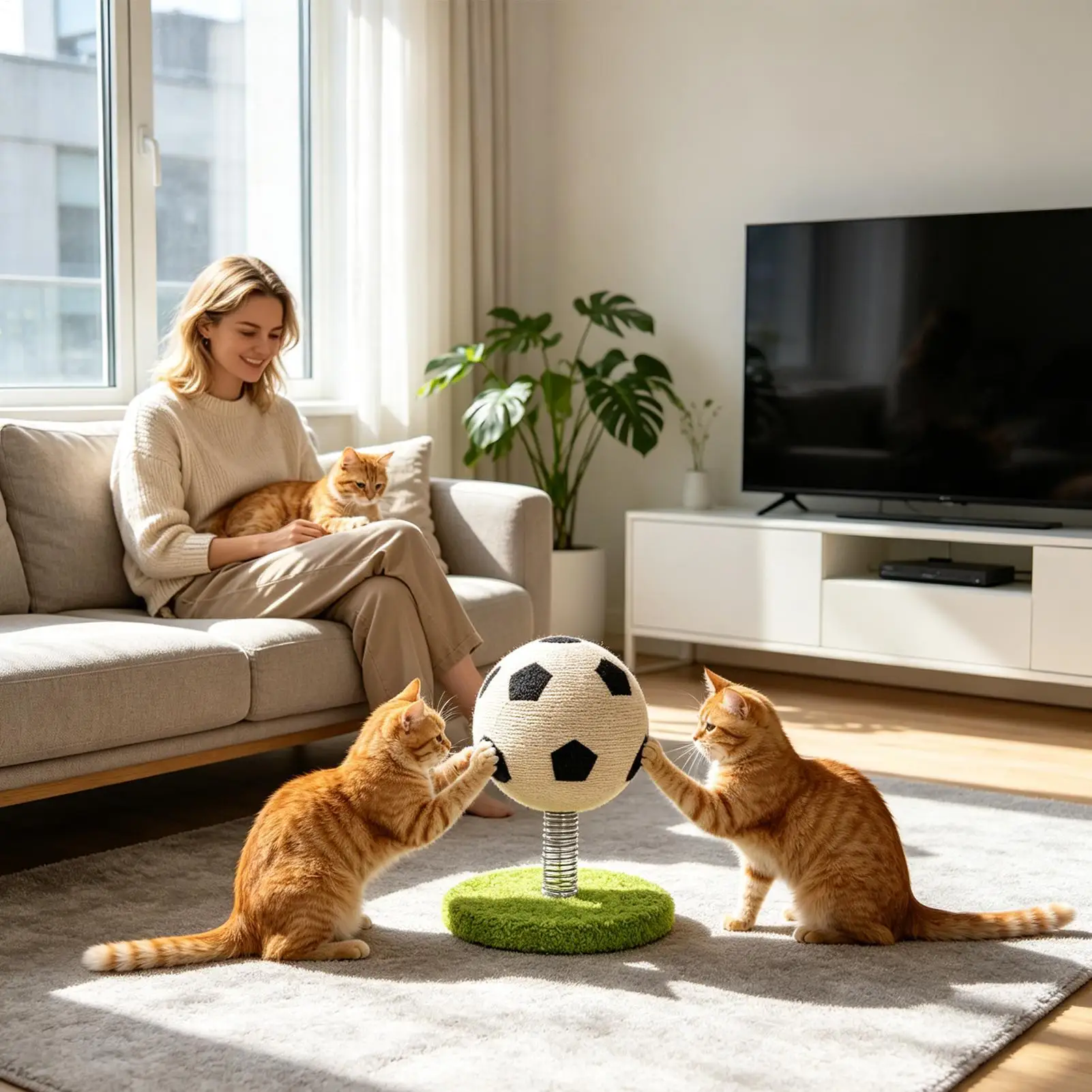 

Cat Scratcher Toy Pet Enrichment Scratching Soccer Kitten Entertainment Ball For Stress Relief Entertainment Indoor Outdoor