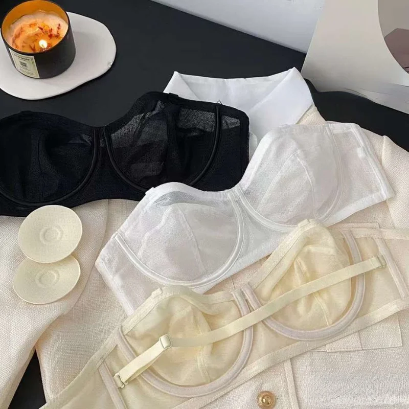 レディースTチューブトップ滑り止めインビジブルストレージ超薄型ストラップレス衣類プラスサイズブラ