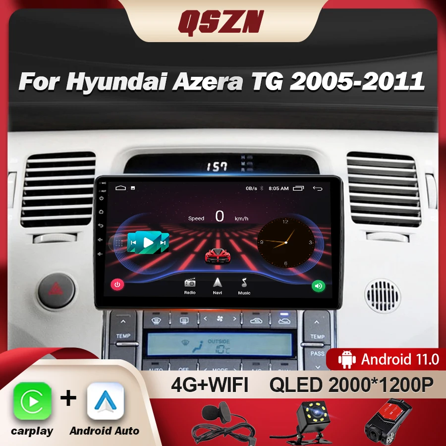 

QSZN For Hyundai Azera Grandeur TG 2005-2011 Car Radio Multimedia CarPlay 4G WIFI GPS Navigation Android 13 Stereo Video Player