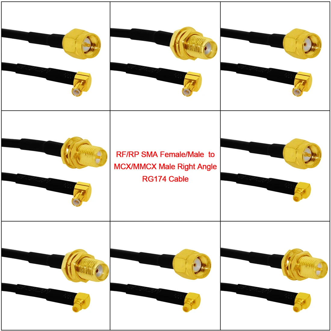 

New RF RP SMA Male Female Switch MCX/MMCX Male Right Angle Pigtail Cable RG174 Wholesale 15cm 6" Adapter for WIFI