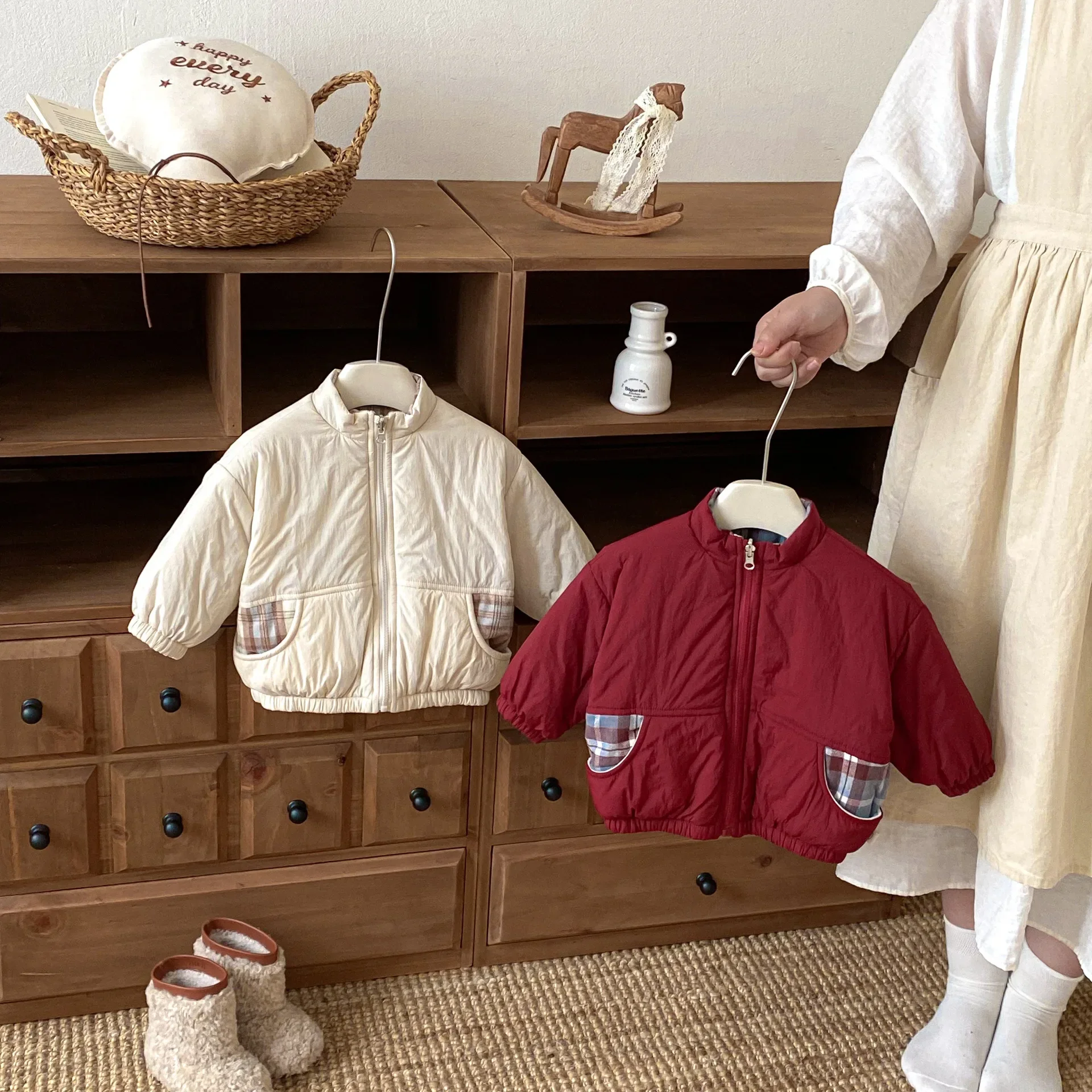 

Thickened Cotton Children Coat 2025 Winter Jacket Plaid Double-Sided Wear Clothing 0-5Y Girls Boys Fashion Warm Outerwear