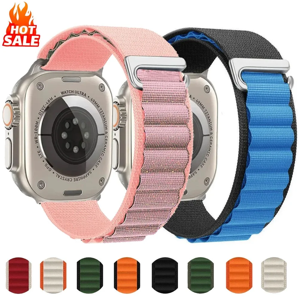 Apple Watch Ultra 3バンド用アルパインストラップ 49mm 11 10 9 8 7 46mm 45mm 41mm ナイロンブレスレットベルト iWatch 6 5 4 SE3 44mm 42mm コレア