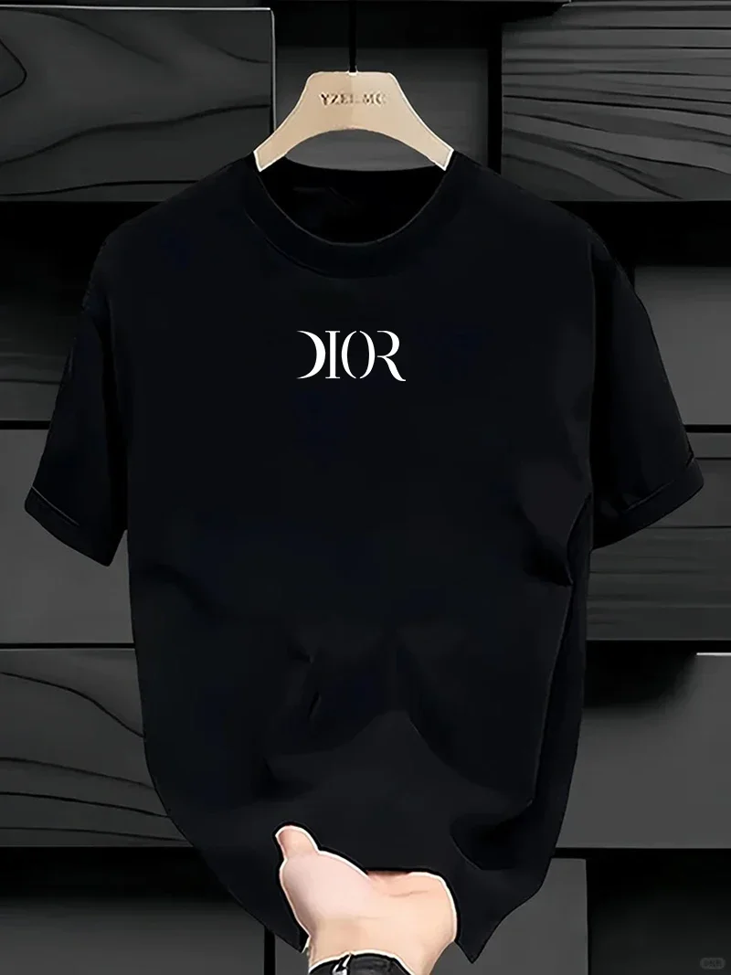 

New Summe Luxury Brand T-shirt Pure Cotton Flat Print Large Size Round Neck Short Sleeve Men's and Women's Top T-shirt