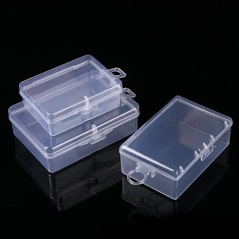 Small Boxes Rectangle Clear Plastic Jewelry Storage Case Container Packaging Box Earrings Rings Beads Collecting Home Organizer