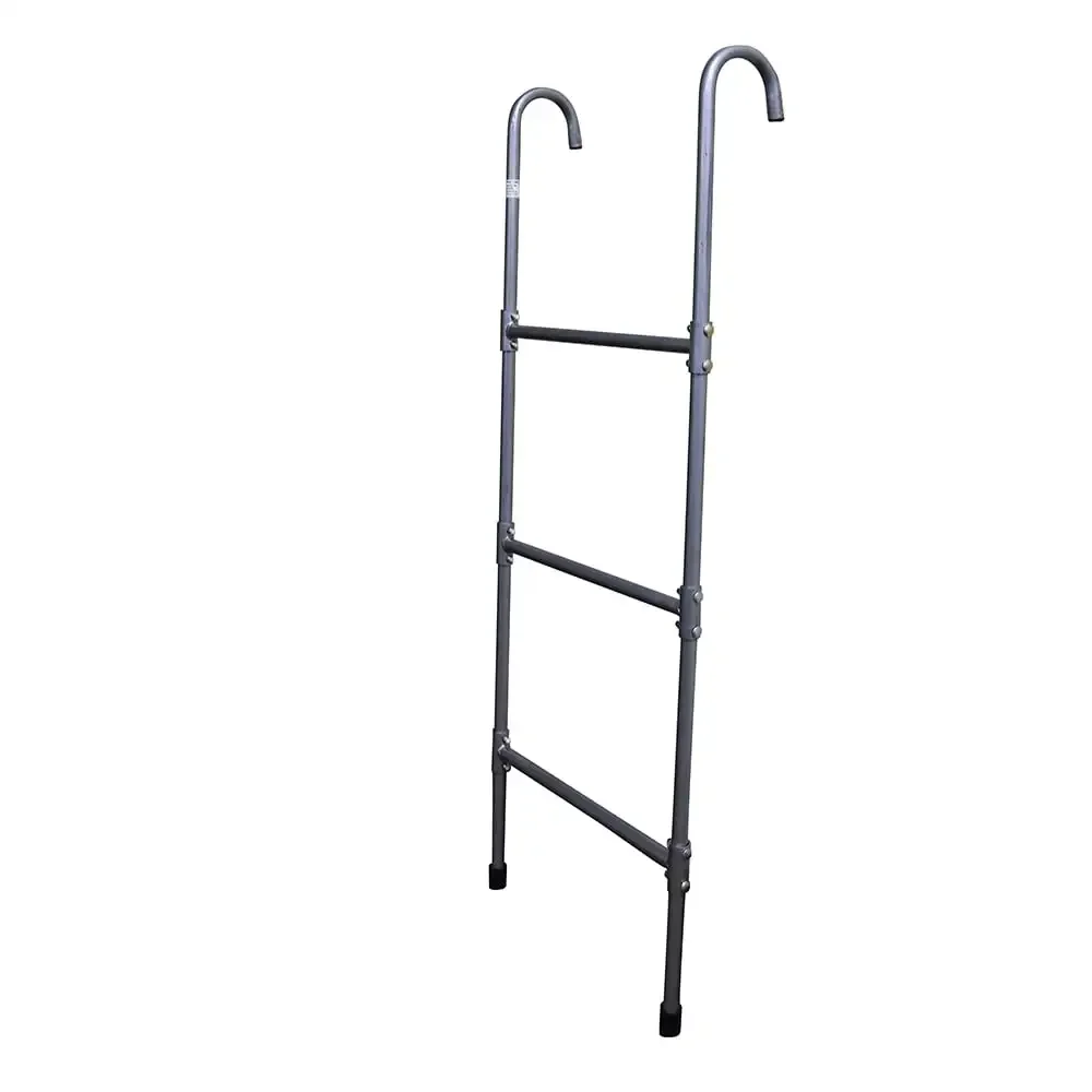 

3-step ladder made of weather-resistant galvanized steel easily hooks onto the trampoline for quick installation