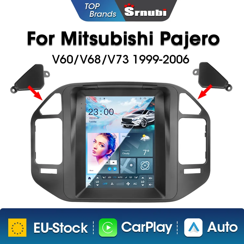 Srnubi 2 Din Android 12 Car Radio For Mitsubishi Pajero V60 V68 V73 1999 - 2006 Wireless CarPlay Multimedia Player Head Unit