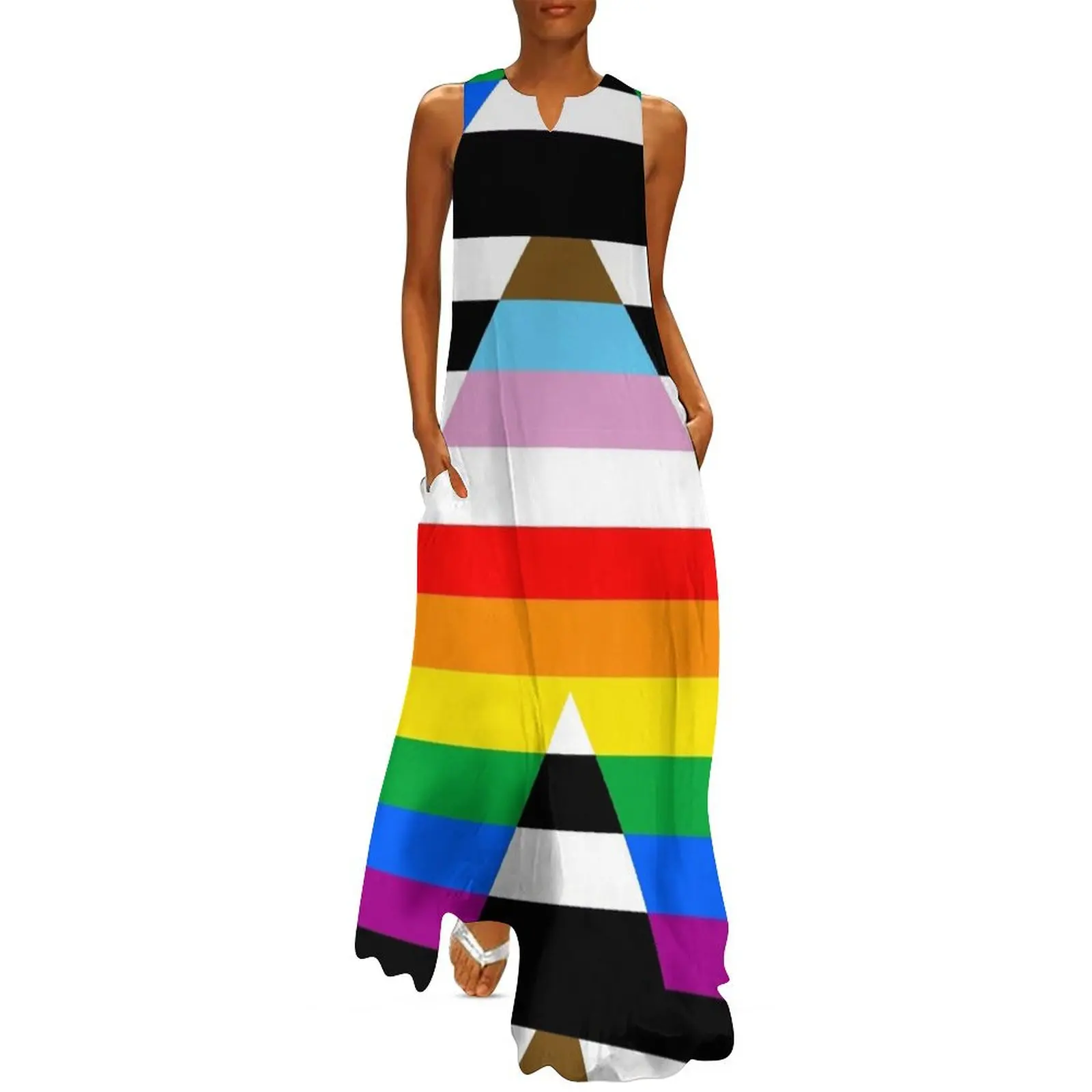 

LGBTQ+ Ally Progress Pride Flag Long Dress Elegant gown luxury woman evening dress