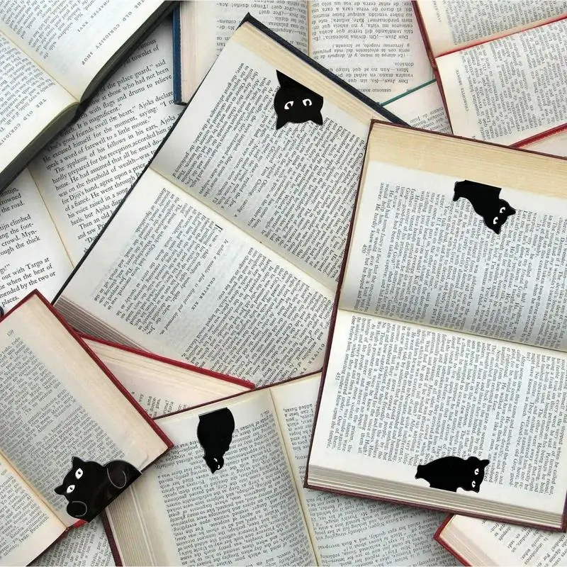 Black Cat Bookmark for Books Cute Cartoon Magnetic Page Clips Book Marker Unique Reading Gift