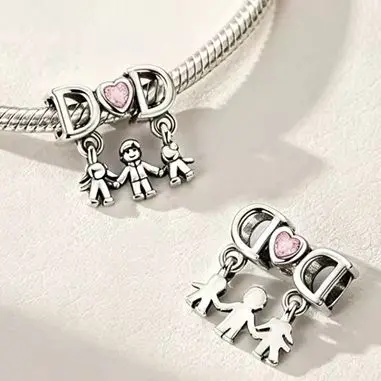 

Original Charm 925 Sterling Silver Bead Father's love Dad Fit Bracelet Making For Women Female Jewelry Gift