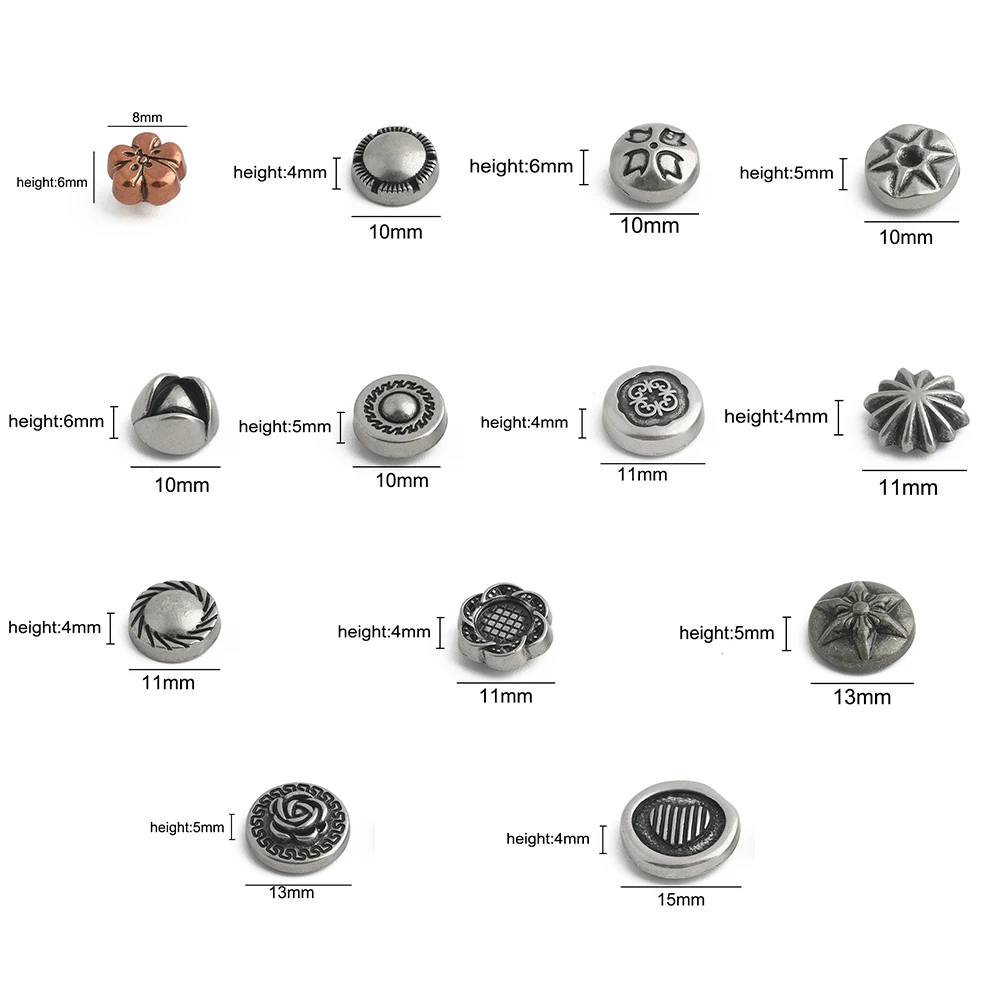 30/100/300PCS Old silver Floral Rivet Stud Button For DIY Leather Bag Belt Jeans Decor Grommets Eyelets with Washers Accessories