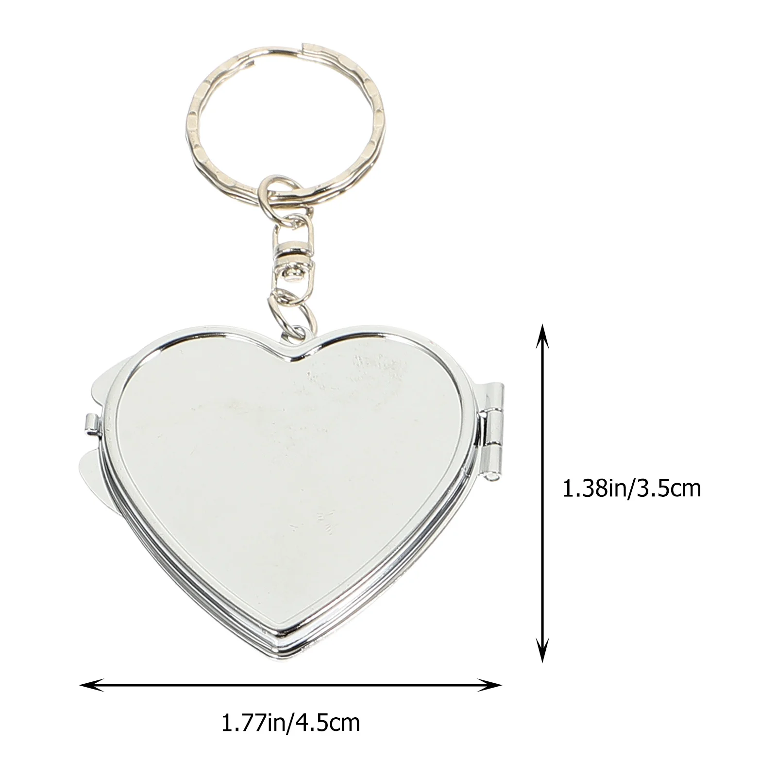 4Pcs Mini Heart Shape Folding Metal Mirror Keyring Double Sided Portable Pocket Mirror Key Chain DIY Pendant Supplies