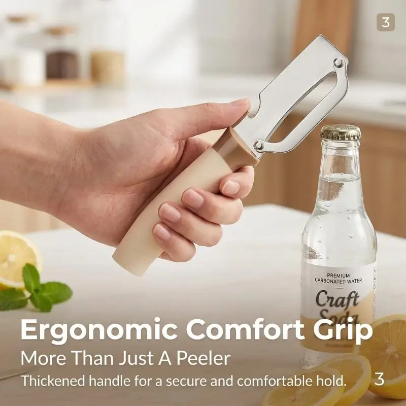 2 IN 1 Stainless Steel Flat Edge Peeler Fruits Vegetables Peeler Kitchen Multi-Purpose Tool​