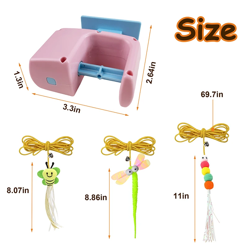 Interactive Hanging Cat Retractable String RechargeableToys for Indoor Kittens and Bored Adult Cats with 3 Flying Feathers image 6