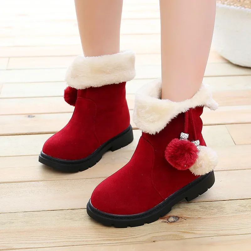 Nova moda meninas botas conforto quente anti deslizamento botas de inverno para criança grosso veludo para crianças sapatos versáteis na moda para meninas