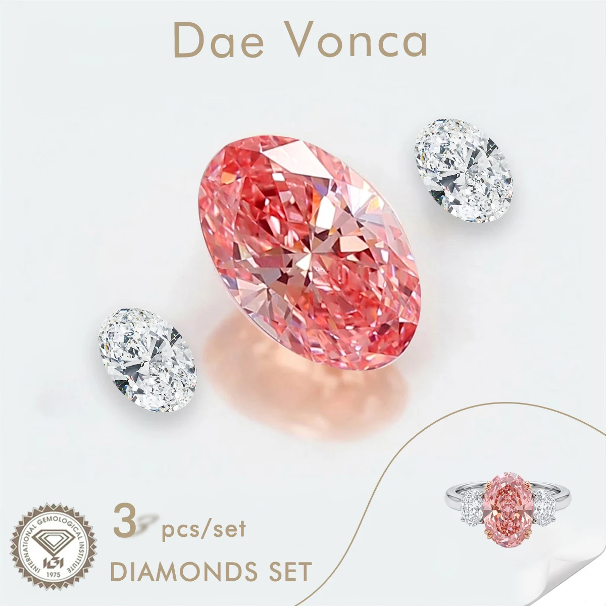 

Набор из 3 розовых овальных бриллиантов, выращенных в лаборатории, сертифицированных IGI, с покрытием CVD/HPHT. Розовые бриллианты, выращенные в лаборатории, для обручальных колец и свадебных украшений оптом.