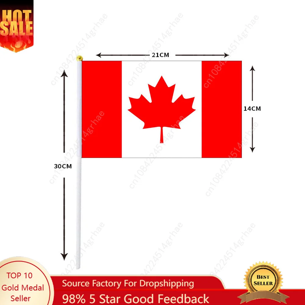 Canada Hand Waving Flag Canada Flag Small Mini Hand Held Flags 10 Pcs 14x21cm  Sporting Event Support Handheld Flag