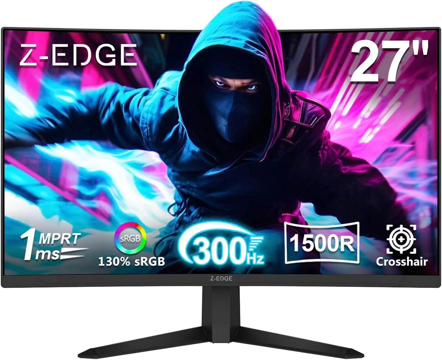 

27-дюймовый изогнутый игровой монитор, FHD 1080P, 300 Гц/240 Гц, FreeSync, Low Blue Light, MPRT 1 мс, 2x DP и HDMI