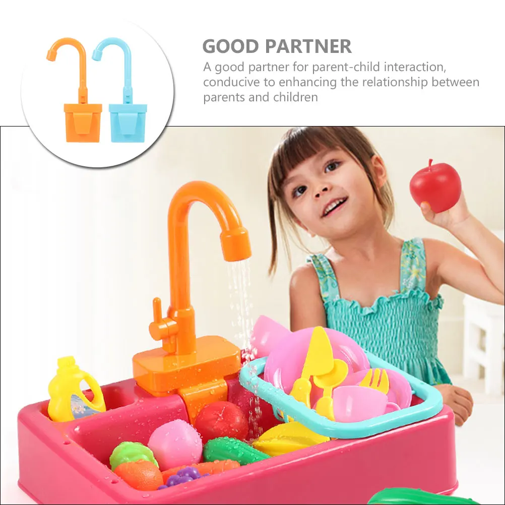 

2 Pcs Electric Dishwasher Toy Faucet Kids Bath Toys Sink for Play Kitchen Water Accessories Child