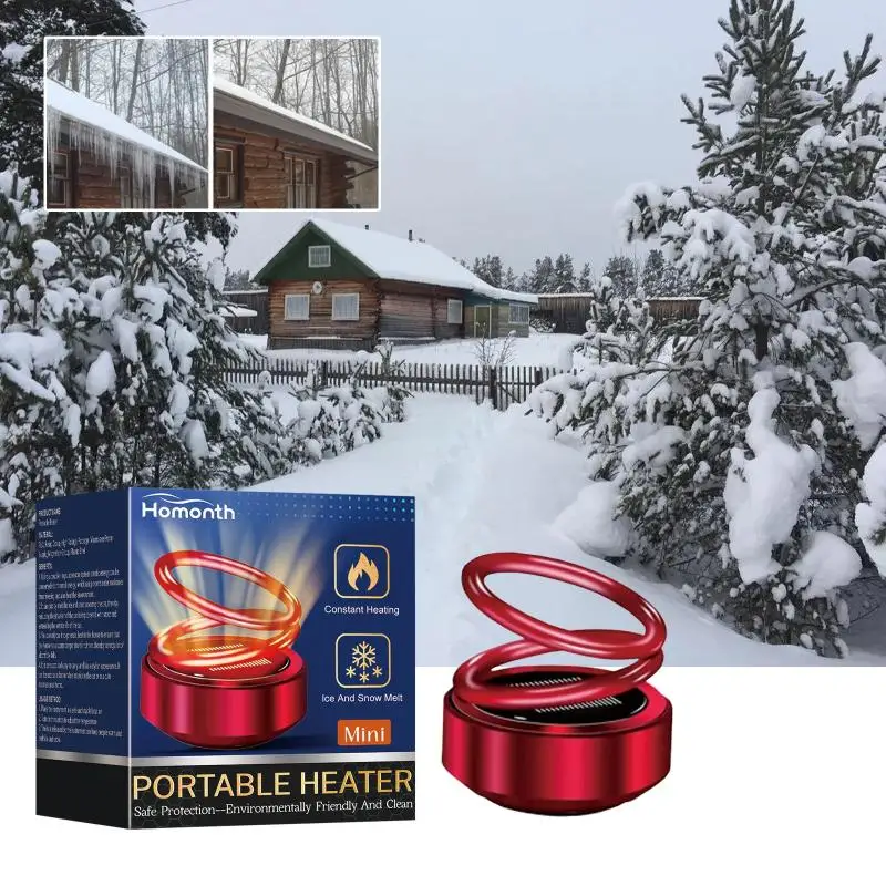 [X6O] Portable Hot Molecule Mini Heater Windshield Defroster Solar Powered Dual Ring Winter Car Interior Snow Ice Remover