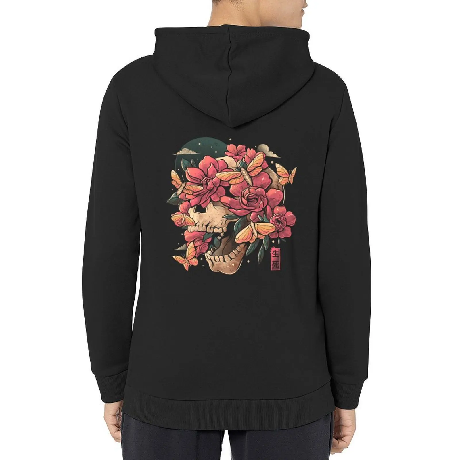 Blossom in Grave - Skull Flowers Death Gift Hoodie Herrenbekleidung Winterkleidung Männer tragen Designer-Hoodies im japanischen Stil