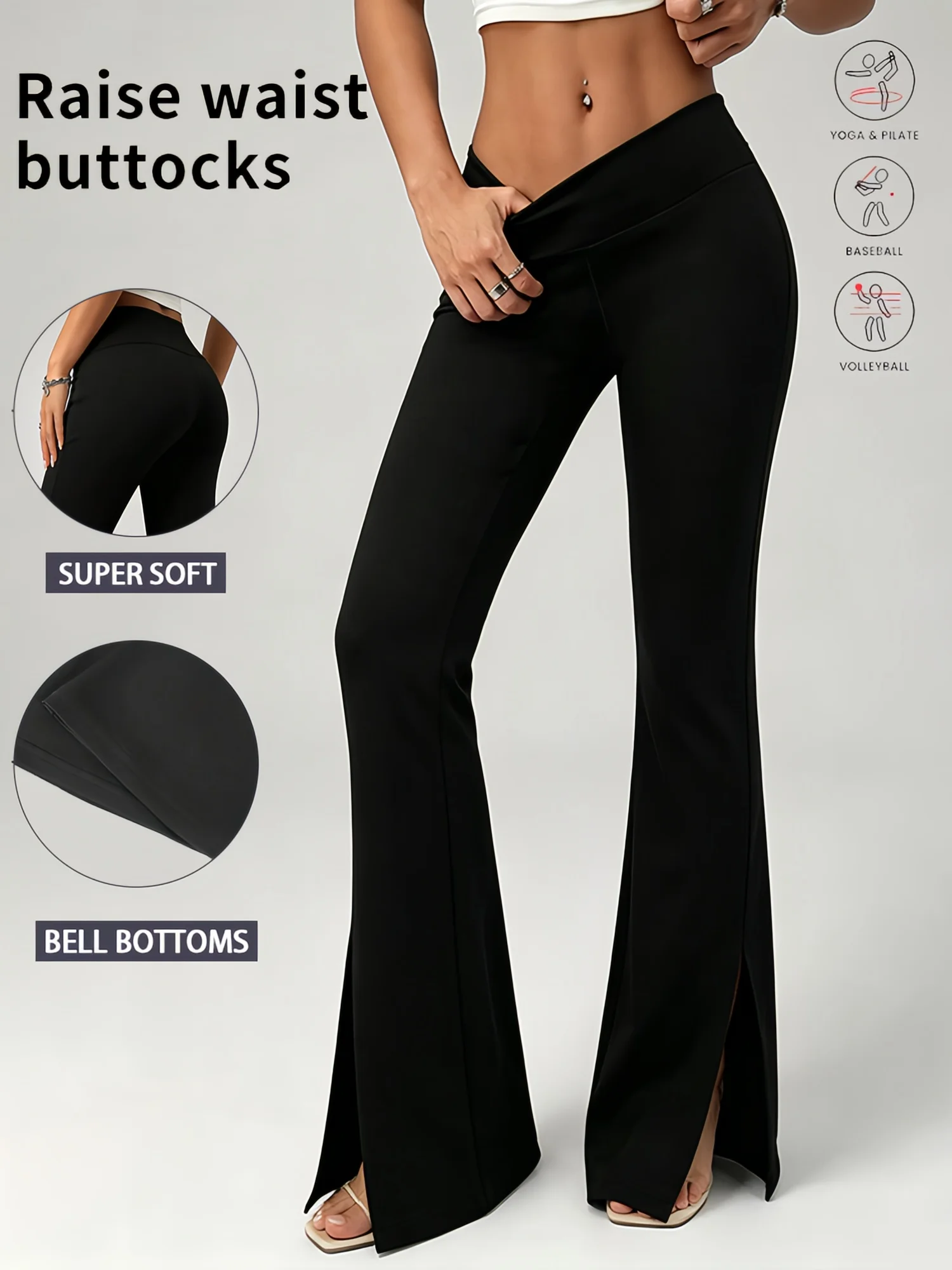 Women's Soft High-Waisted Flared Pants, Elegant Pants, Tight Base Pants, Suitable for Daily Wear in Spring, Summer, and Autumn