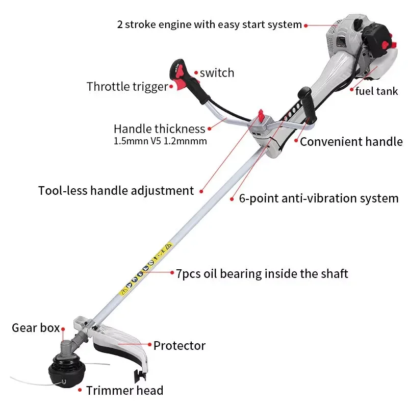 2026 Industrial & DIY High Quality 72.6cc Cordless 2-Stroke Brush Cutter Backpack Grass