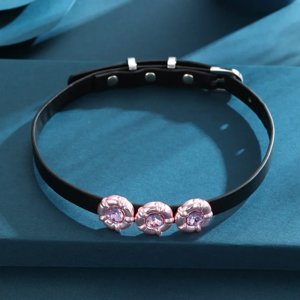 2025MINBA 3 سلسلة الدوبامين متعددة الزهور الجلدية الساخن فتاة الترقوة سلسلة المختنق حلقة عنق KTV الإناث الأكثر مبيعا طوق